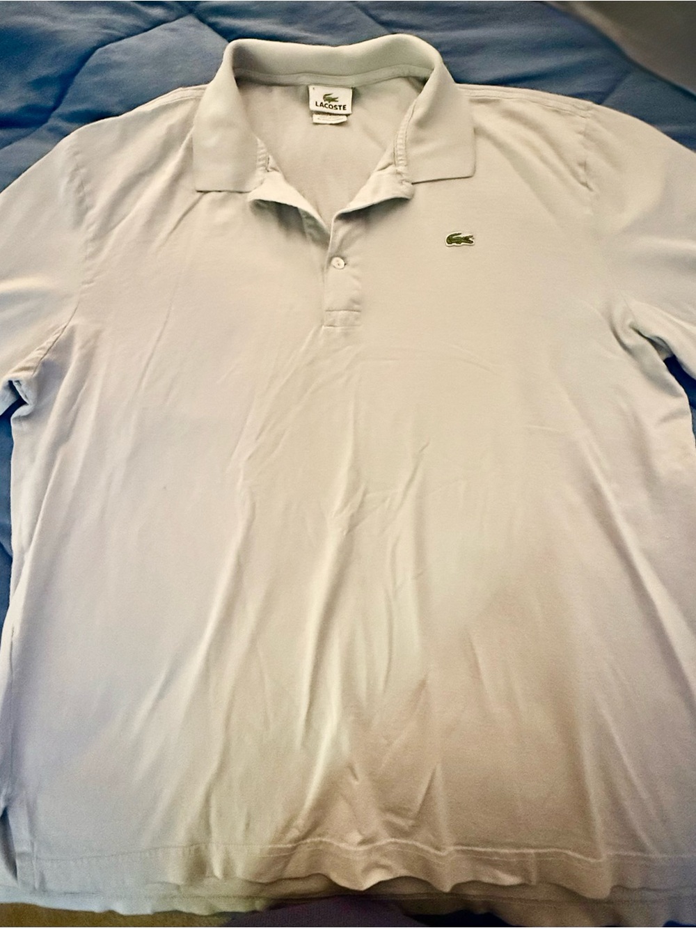 Lacoste Men's Light Gray Polo with Green Crocodile Embroidery